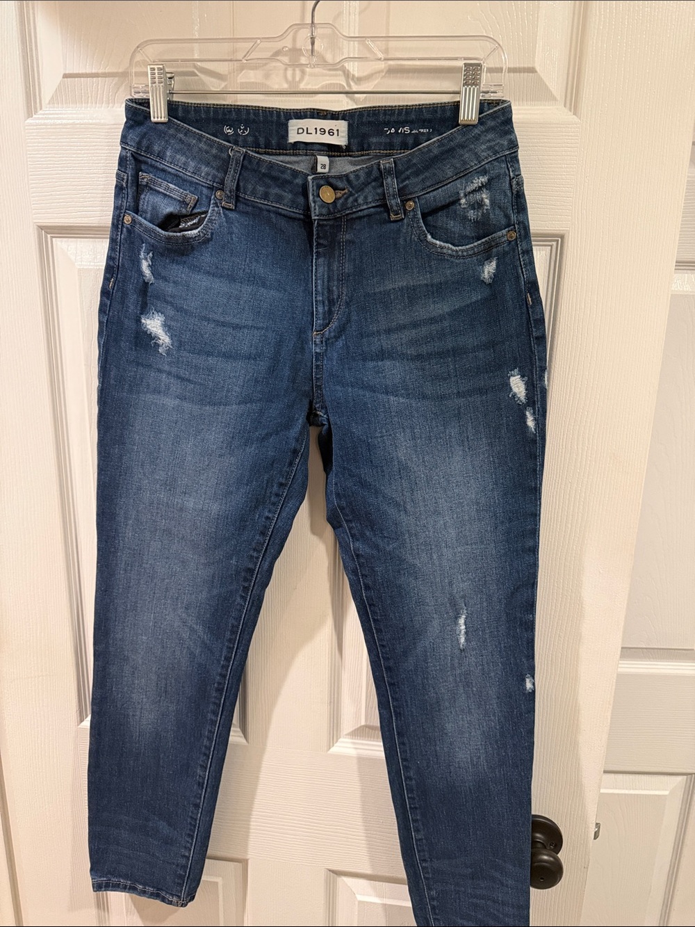 DL1961 Women's Dark Blue Slim Distressed Skinny Jeans
